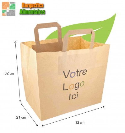 Sac Kraft personnalisés 32+20 cm x 28 cm