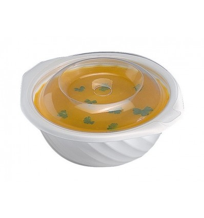 Bols à soupe transparent avec poignée et couvercle en verre 600ml