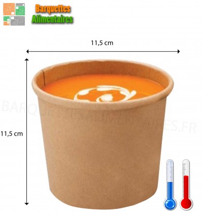 25 Pots Ronds Jetables Kraft avec Couvercles 500 ml / csj-emballages-com