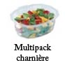 Barquette traiteur vente a emporter salader et plats froids avec couvercle multipack attenant attache